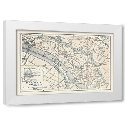 Bremen Germany - Baedeker 1914 White Modern Wood Framed Art Print by Baedeker