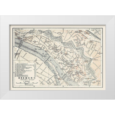 Bremen Germany - Baedeker 1914 White Modern Wood Framed Art Print by Baedeker