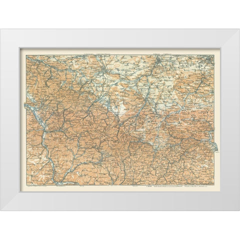 Central Germany - Baedeker 1914 White Modern Wood Framed Art Print by Baedeker