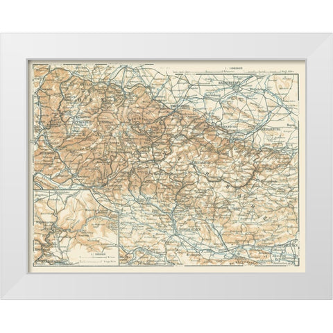 Ober Harz Unter Harz Germany - Baedeker 1914 White Modern Wood Framed Art Print by Baedeker