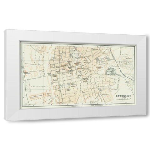 Darmstadt Germany - Baedeker 1914 White Modern Wood Framed Art Print by Baedeker