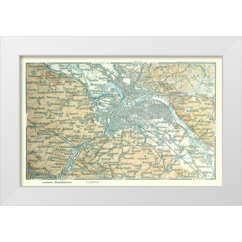 Dresden Region Germany - Baedeker 1914 White Modern Wood Framed Art Print by Baedeker