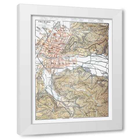 Freiburg Germany - Baedeker 1914 White Modern Wood Framed Art Print by Baedeker