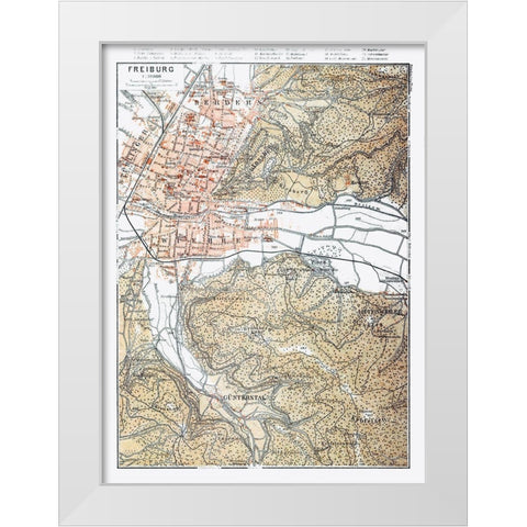 Freiburg Germany - Baedeker 1914 White Modern Wood Framed Art Print by Baedeker