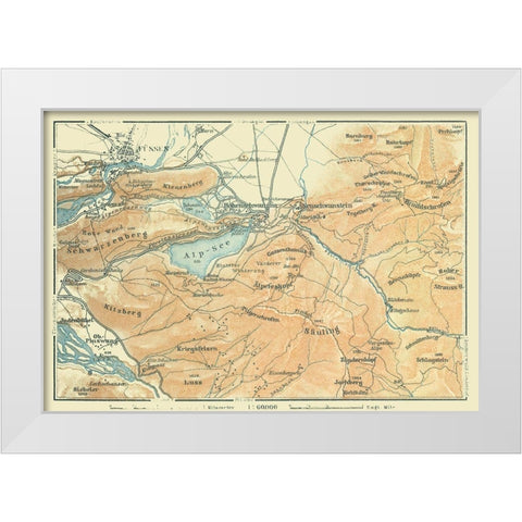 Fussen Region Germany - Baedeker 1914 White Modern Wood Framed Art Print by Baedeker