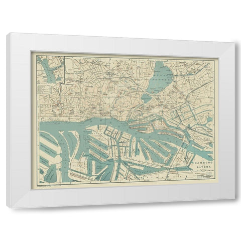 Hamburg Altona Germany - Baedeker 1914 White Modern Wood Framed Art Print by Baedeker