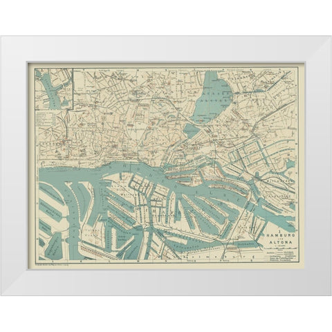 Hamburg Altona Germany - Baedeker 1914 White Modern Wood Framed Art Print by Baedeker