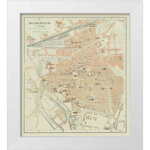 Hildesheim Germany - Baedeker 1914 White Modern Wood Framed Art Print by Baedeker