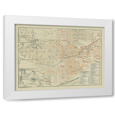 Karlsruhe Germany - Baedeker 1914 White Modern Wood Framed Art Print by Baedeker