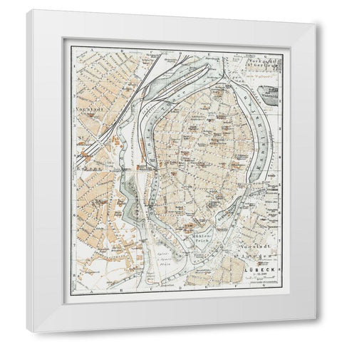 Lubeck Germany - Baedeker 1914 White Modern Wood Framed Art Print by Baedeker