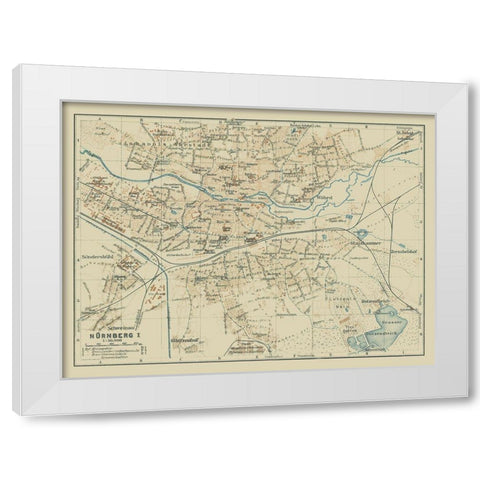 North Nuremberg Germany - Baedeker 1914 White Modern Wood Framed Art Print by Baedeker