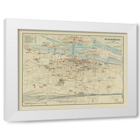 Regensburg Germany - Baedeker 1914 White Modern Wood Framed Art Print by Baedeker