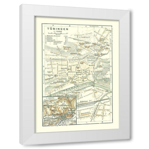 Tubingen Germany - Baedeker 1914 White Modern Wood Framed Art Print by Baedeker