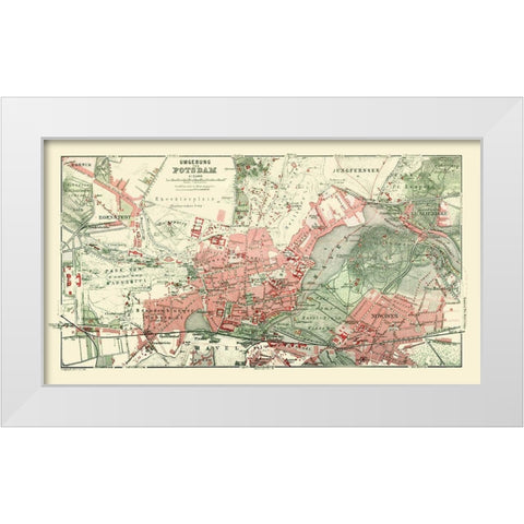 Potsdam Surroundings Germany - Baedeker 1914 White Modern Wood Framed Art Print by Baedeker