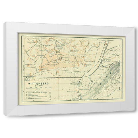 Wittenberg Germany - Baedeker 1914 White Modern Wood Framed Art Print by Baedeker