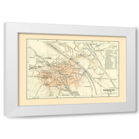 Bamberg Germany - Baedeker 1896 White Modern Wood Framed Art Print by Baedeker