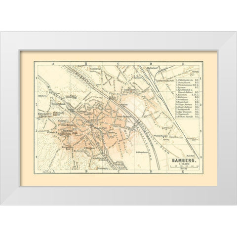 Bamberg Germany - Baedeker 1896 White Modern Wood Framed Art Print by Baedeker