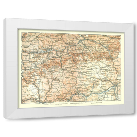 Southwestern Germany - Baedeker 1896 White Modern Wood Framed Art Print by Baedeker