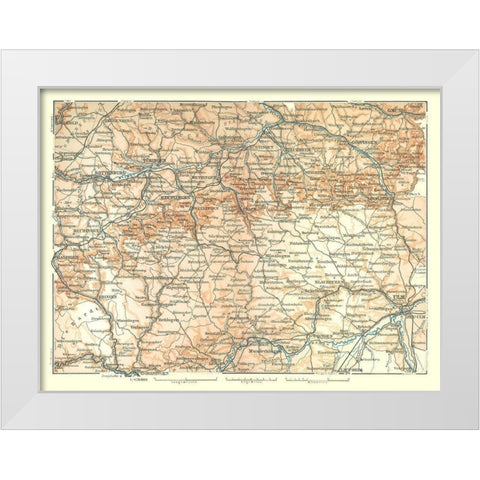 Southwestern Germany - Baedeker 1896 White Modern Wood Framed Art Print by Baedeker