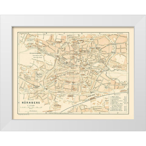 Nuremberg Germany - Baedeker 1896 White Modern Wood Framed Art Print by Baedeker