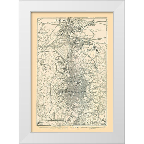 Stuttgart Germany - Baedeker 1896 White Modern Wood Framed Art Print by Baedeker