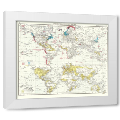 Global Fish Oils Hides Skins - Bartholomew 1907 White Modern Wood Framed Art Print by Bartholomew