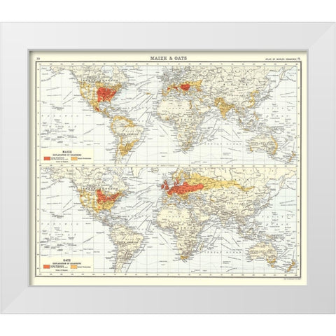 Global Maize Oats - Bartholomew 1907 White Modern Wood Framed Art Print by Bartholomew