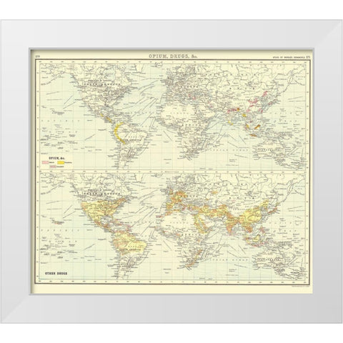 Global Opium Drugs - Bartholomew 1907 White Modern Wood Framed Art Print by Bartholomew