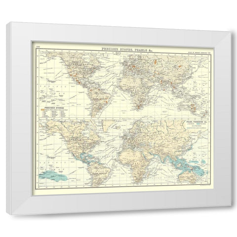Global Precious Stones Pearls - Bartholomew 1907 White Modern Wood Framed Art Print by Bartholomew
