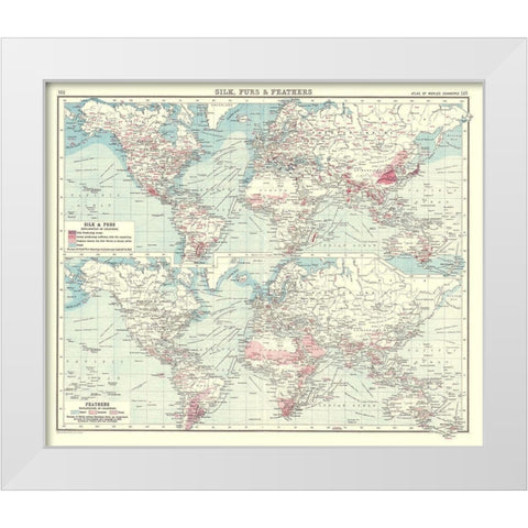 Global Silk Furs Feathers - Bartholomew 1907 White Modern Wood Framed Art Print by Bartholomew