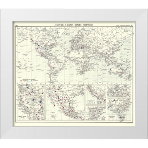 Global Silver Lead Mining Countries White Modern Wood Framed Art Print by Bartholomew