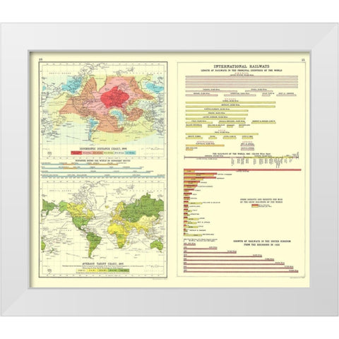 Global Isochronic Distance Tariff Railways White Modern Wood Framed Art Print by Bartholomew