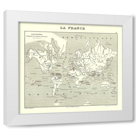 French Global Colonies - Migeon 1869 White Modern Wood Framed Art Print by Migeon