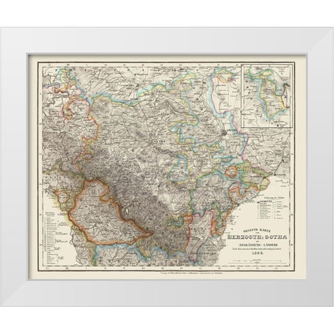 Gotha Herzogth Germany - Meyer 1844 White Modern Wood Framed Art Print by Meyer