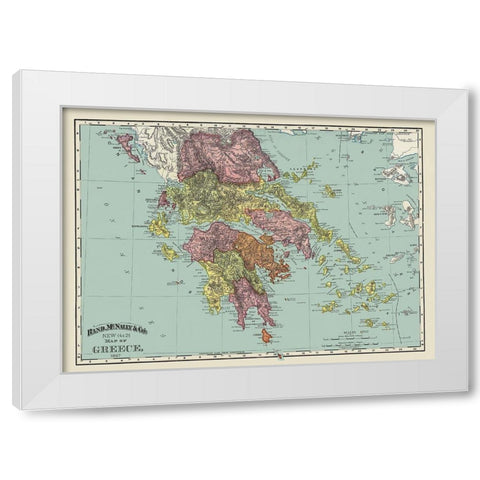 Greece - Rand McNally 1897 White Modern Wood Framed Art Print by Rand McNally