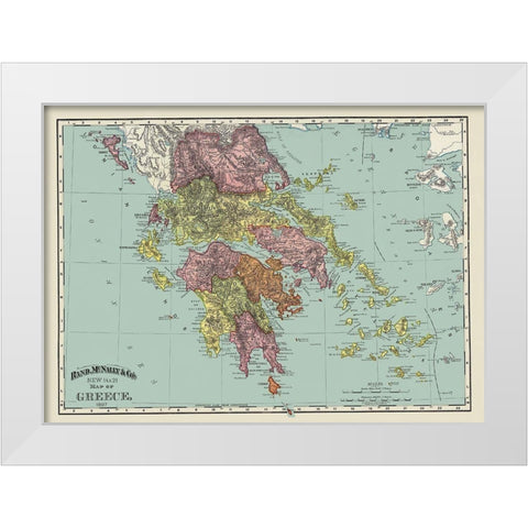 Greece - Rand McNally 1897 White Modern Wood Framed Art Print by Rand McNally
