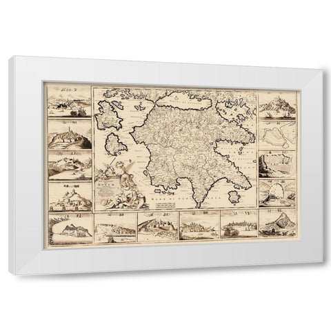 Peloponnese Region Greece - De Wit 1680 White Modern Wood Framed Art Print by De Wit