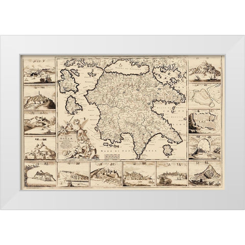 Peloponnese Region Greece - De Wit 1680 White Modern Wood Framed Art Print by De Wit