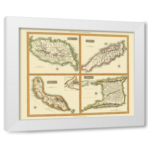 Caribbean Grenada Tobago Curacao Trinidad White Modern Wood Framed Art Print by Thomson