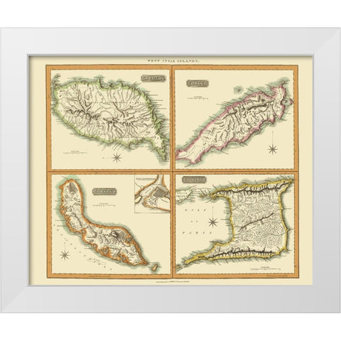 Caribbean Grenada Tobago Curacao Trinidad White Modern Wood Framed Art Print by Thomson