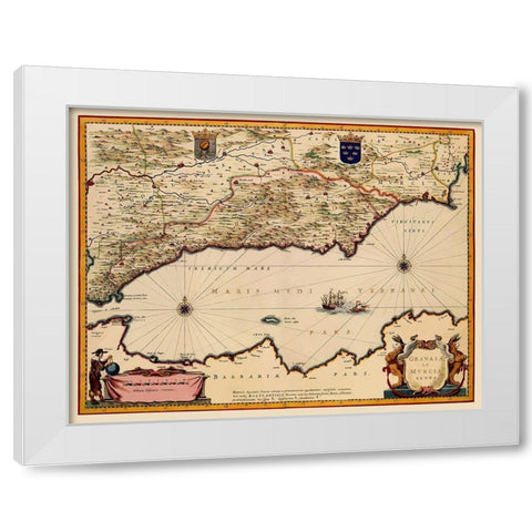 Iberian Peninsula Granada Murcia Spain - Blaeu White Modern Wood Framed Art Print by Blaeu