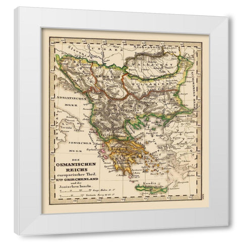 Greece Turkey - Stieler 1852 White Modern Wood Framed Art Print by Stieler