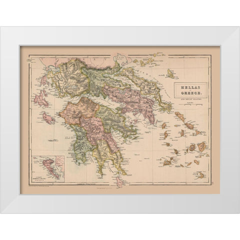 Greece - Black 1867 White Modern Wood Framed Art Print by Black