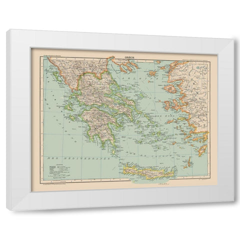 Greece - Schrader 1908 White Modern Wood Framed Art Print by Schrader