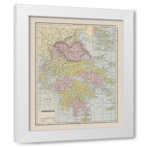 Greece - Cram 1892 White Modern Wood Framed Art Print by Cram