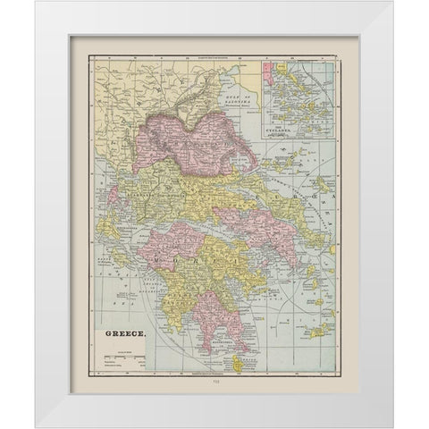 Greece - Cram 1892 White Modern Wood Framed Art Print by Cram
