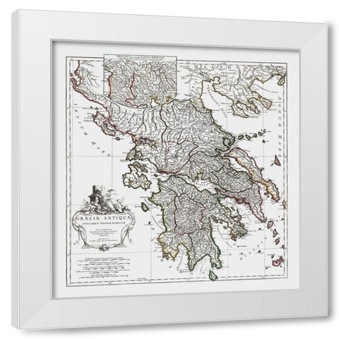 Ancient Greece - DAnville 1799 White Modern Wood Framed Art Print by D''Anville