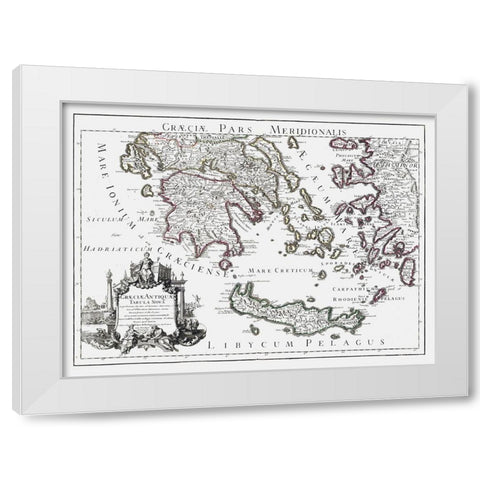 Ancient South Greece - De Lisle 1731 White Modern Wood Framed Art Print by De L''isle