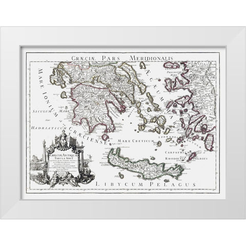 Ancient South Greece - De Lisle 1731 White Modern Wood Framed Art Print by De L''isle