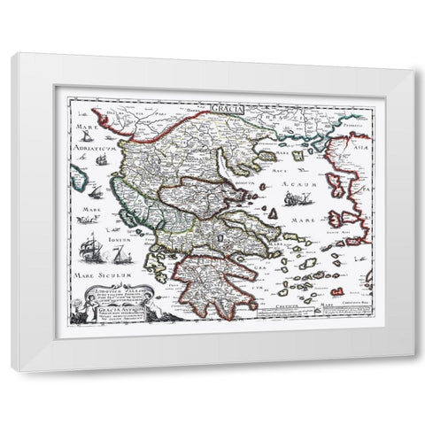 Ancient Greece - Sanson 1641 White Modern Wood Framed Art Print by Sanson